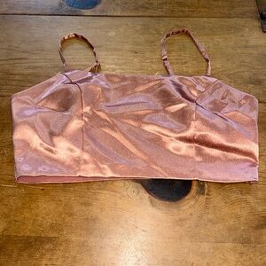 Blue Blush Satin Crop Top Size Small | Rose Gold Metallic | Adjustable Straps